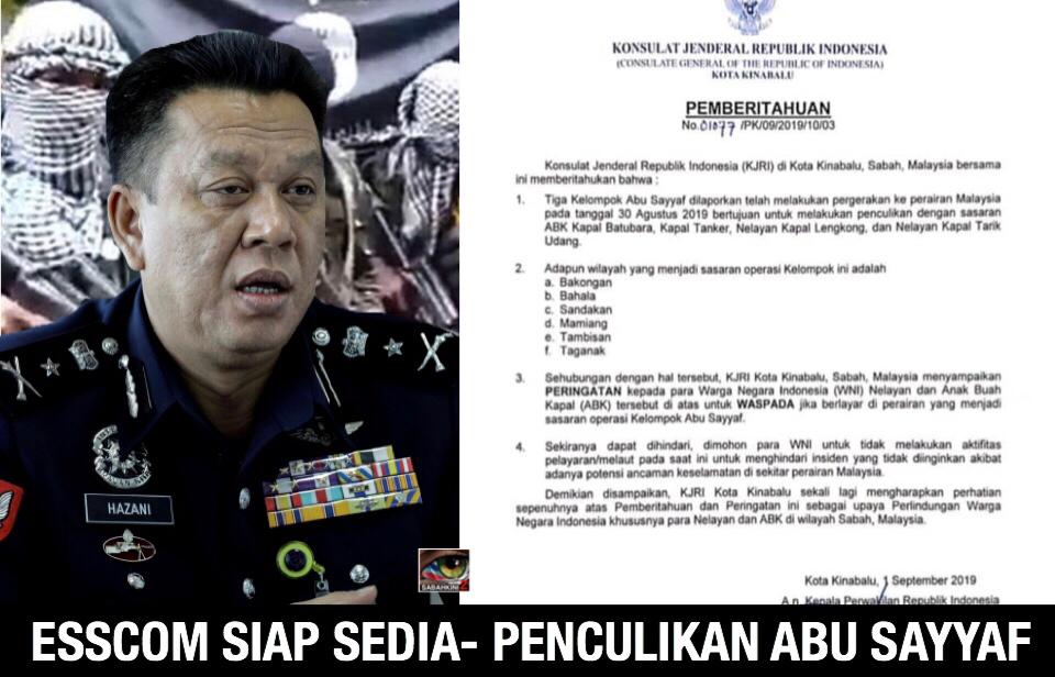 Tular Surat Indonesia penculikan Abu Sayyaf, ESSCOM siap sedia 