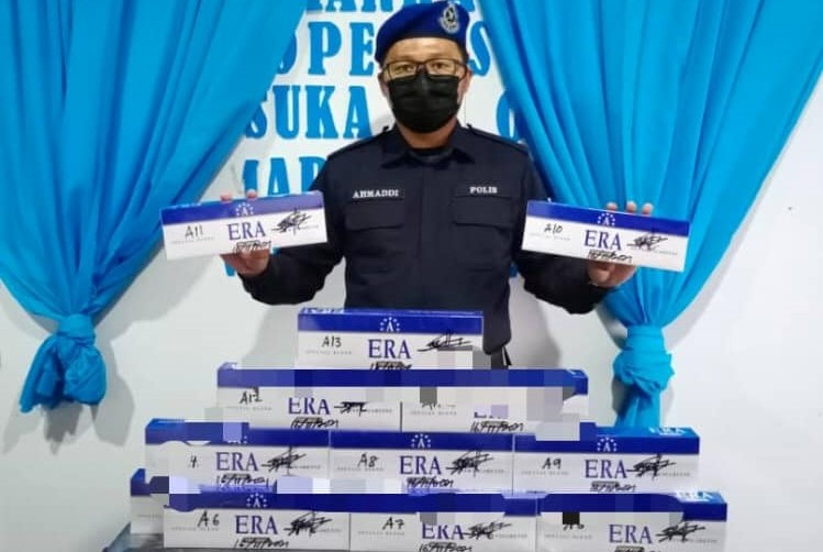 PPM rampas rokok seludup dan tahan 2 penagih dadah