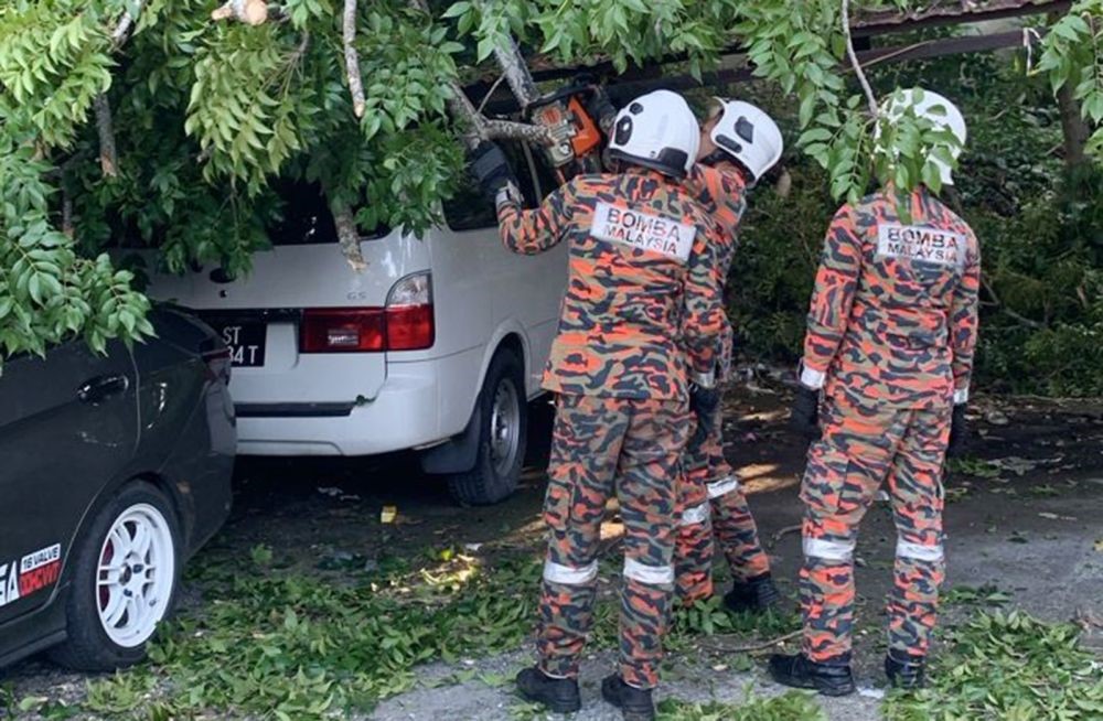 Pokok tumbang merosakkan tiga buah kereta